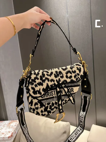 Dior Saddle Bag Leopard Print Multicolor Crossbody Bag - 6