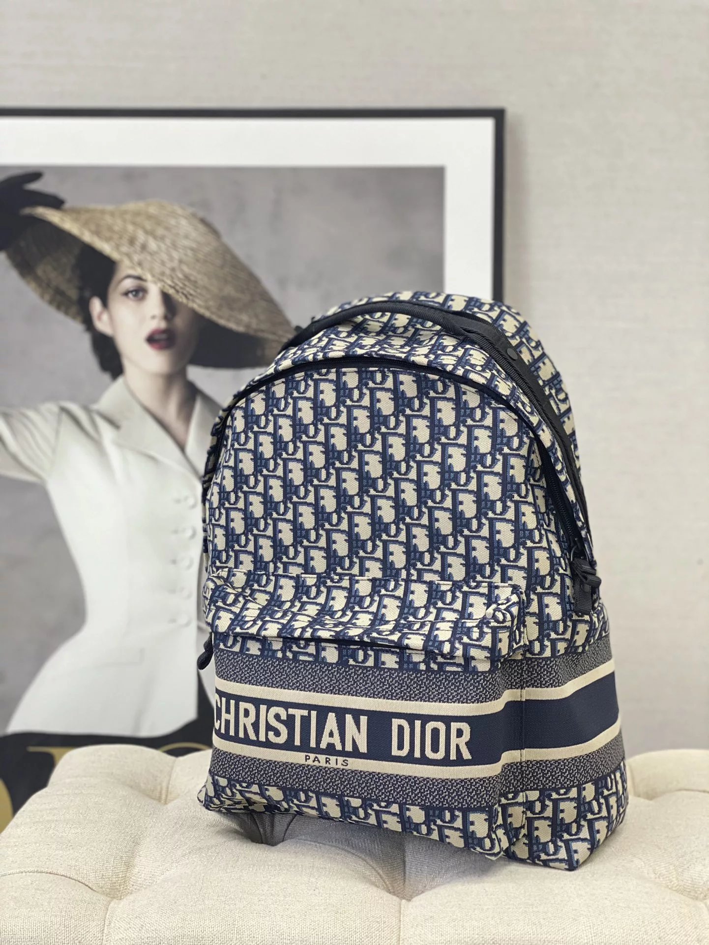 Dior Oblique Monogram Black Leather-Trimmed Backpack - 5