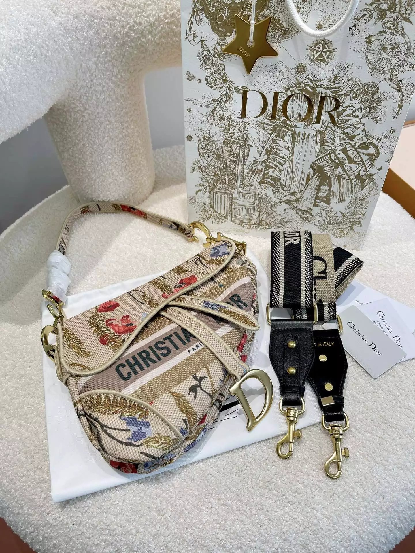 Dior Saddle Bag Pink Ostrich-Embossed Leather Crossbody Bag - 20