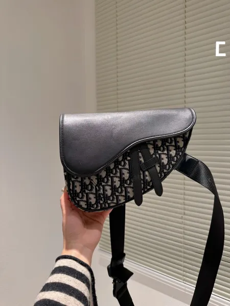 Dior Saddle Bag Navy Blue Matte Finish Crossbody Bag - 14