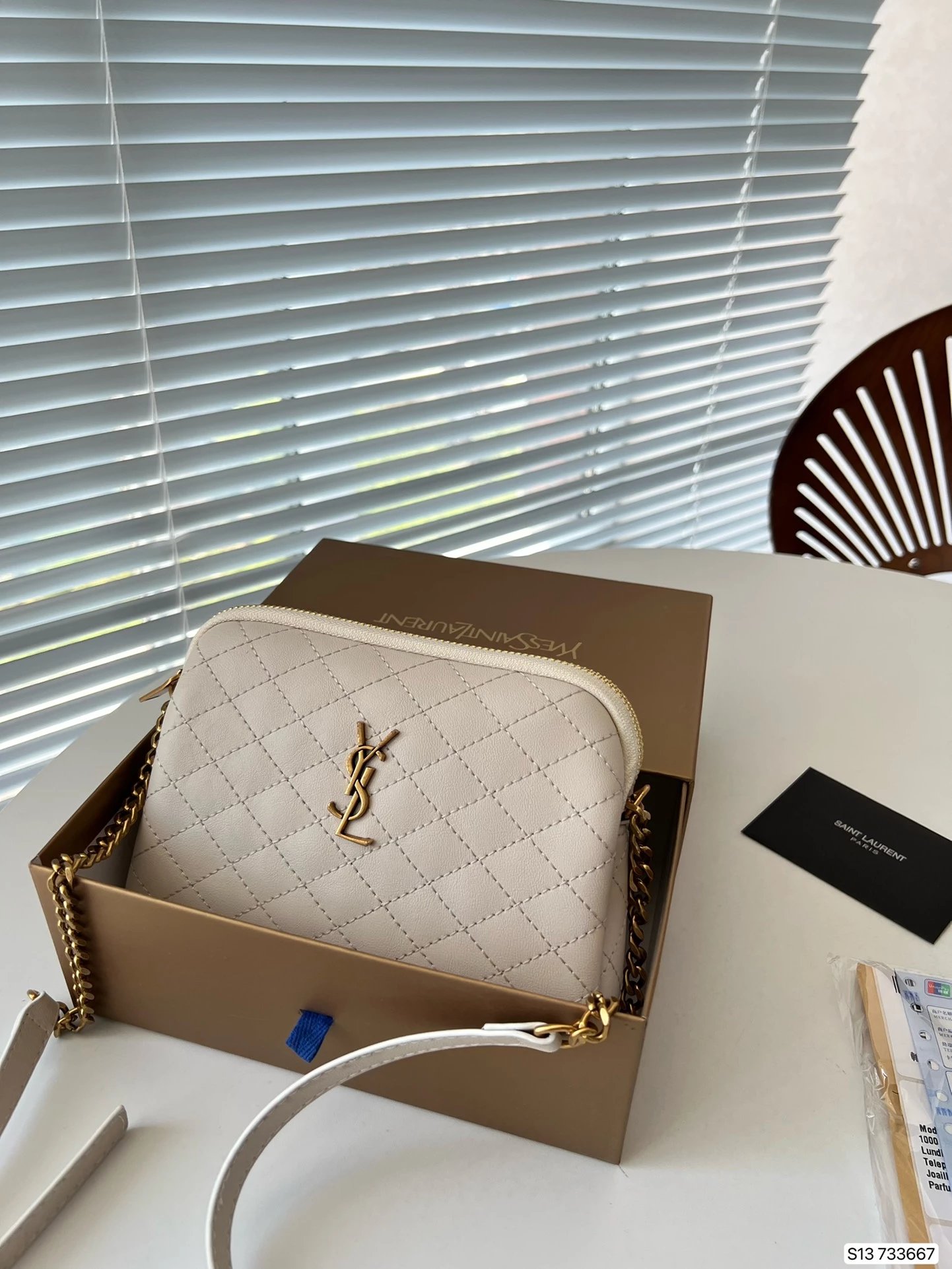 Saint Laurent Monogramme Mini Quilted Patent Leather Chain Bag Black - 4