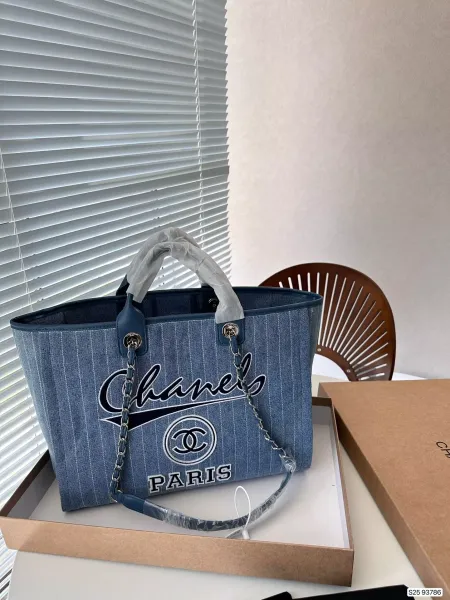Chanel Deauville Tote Beige Tweed Handbag Tote Bag - 3