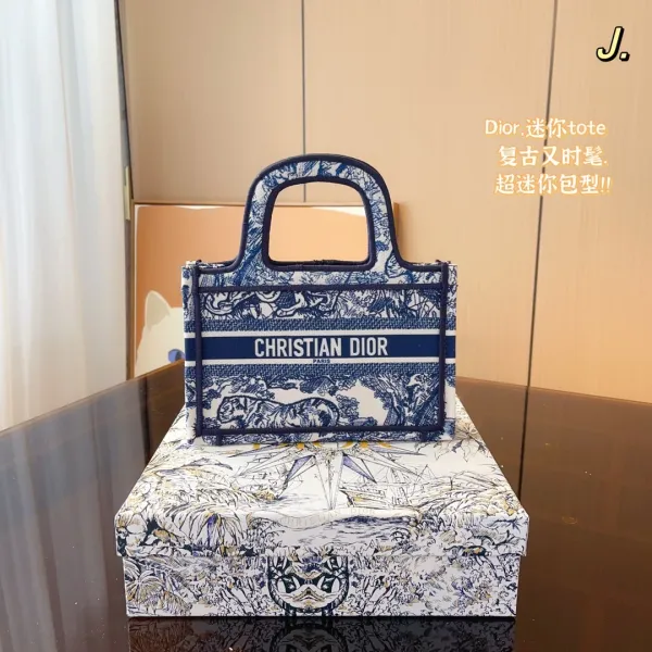 Dior Book Tote Mini Navy Constellation Print Tote Bag - 5