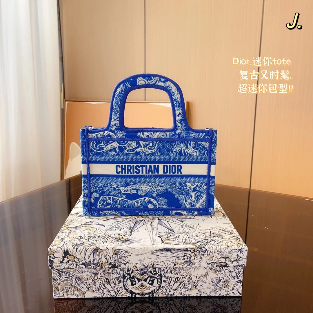 Dior Book Tote Mini Blue Toile de Jouy Handbag Tote Bag - 6