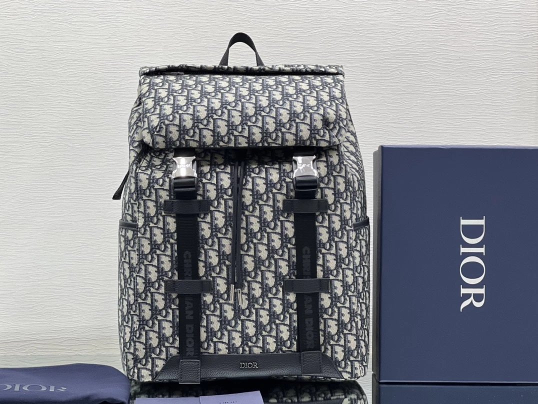 Dior Oblique Monogram Canvas Backpack Navy and Beige Mini Backpack - 6