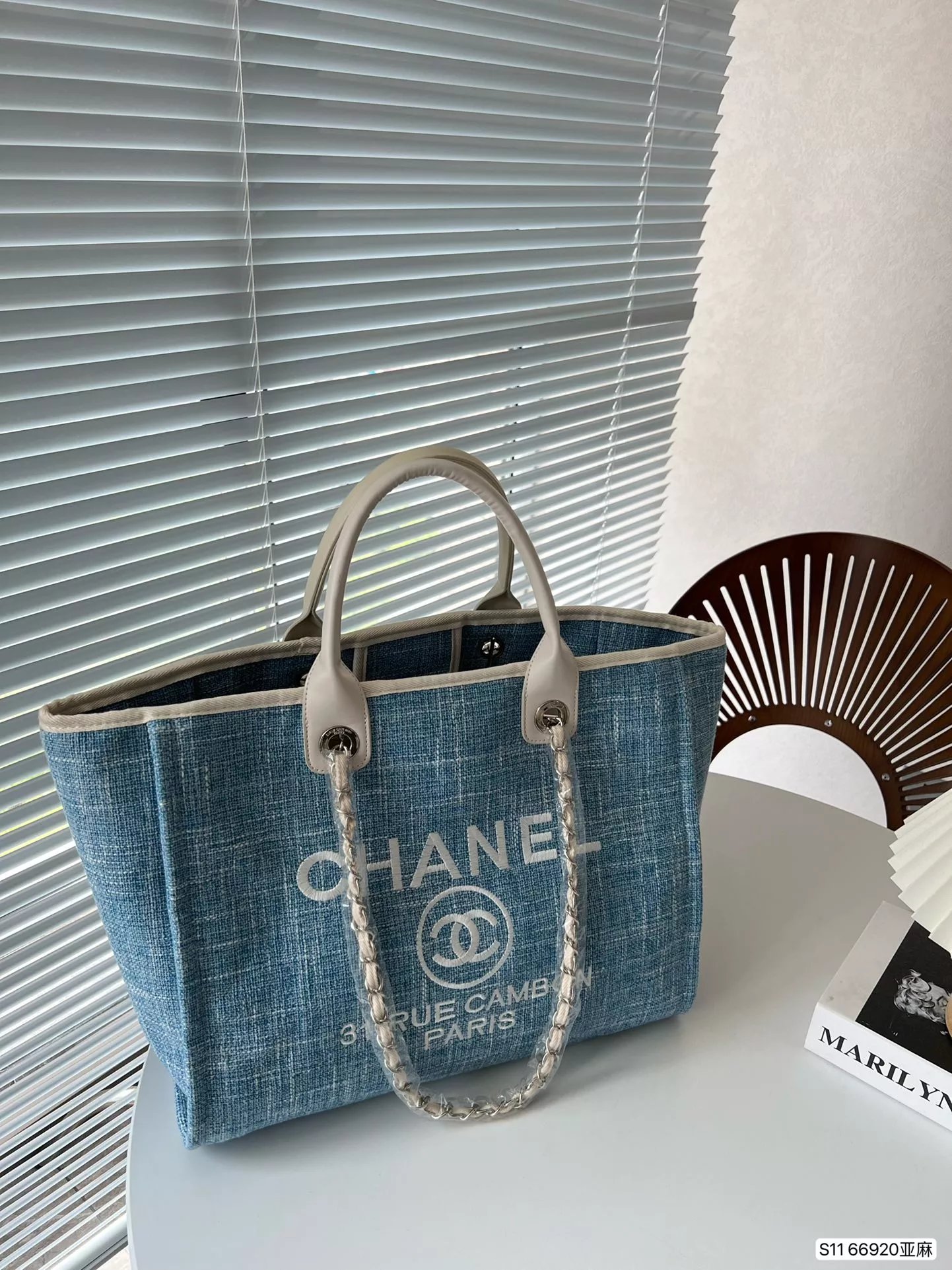 Chanel Deauville Tote Bag Gray Tweed Handbag - 2