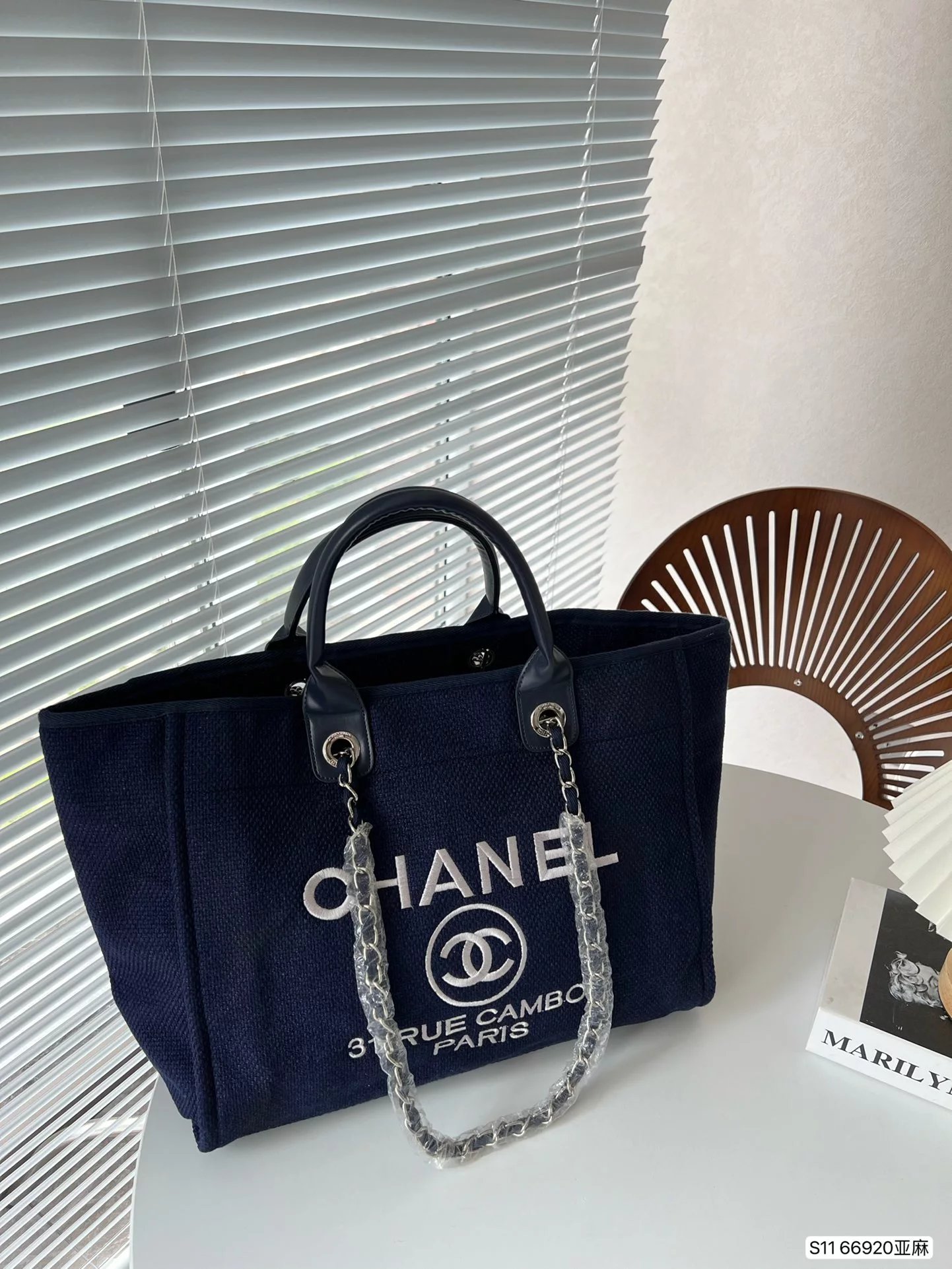 Chanel Deauville Tote Bag Gray Tweed Handbag - 4