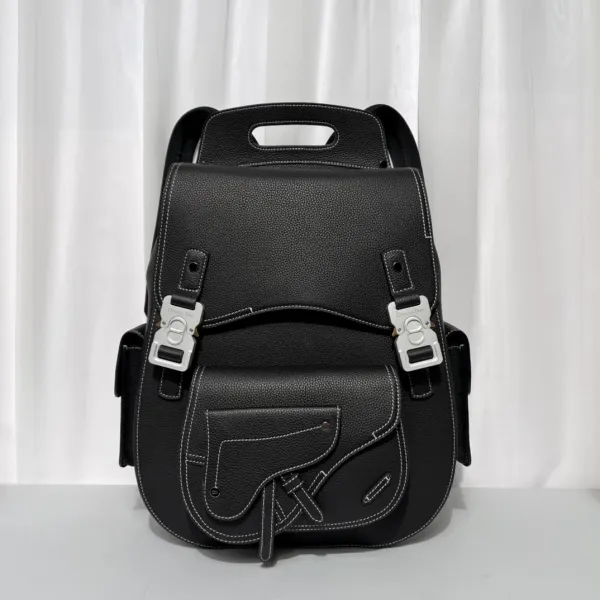 Dior Oblique Monogram Black Leather-Trimmed Backpack - 5