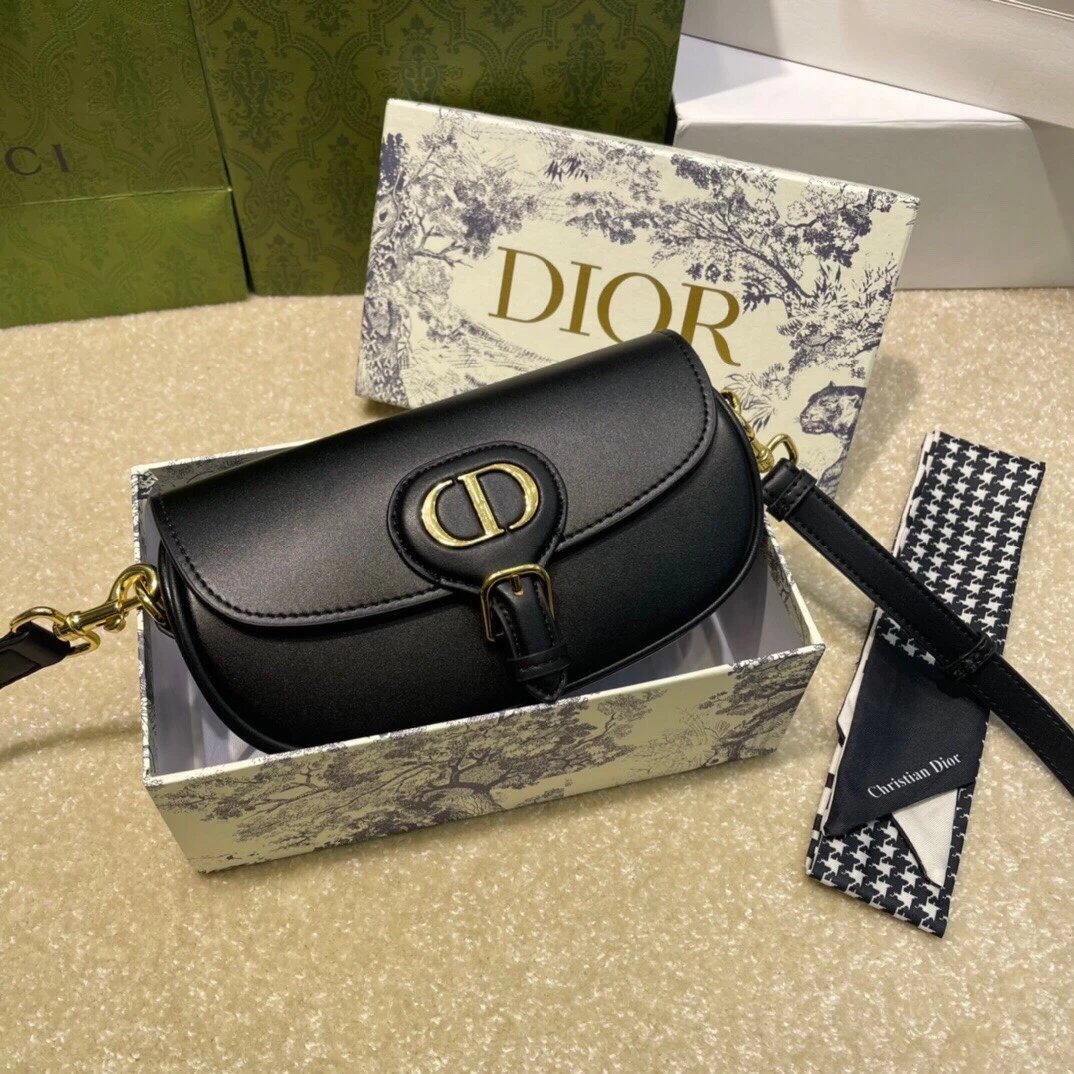 Dior Saddle Bag Black Leather Gold Hardware Crossbody Bag