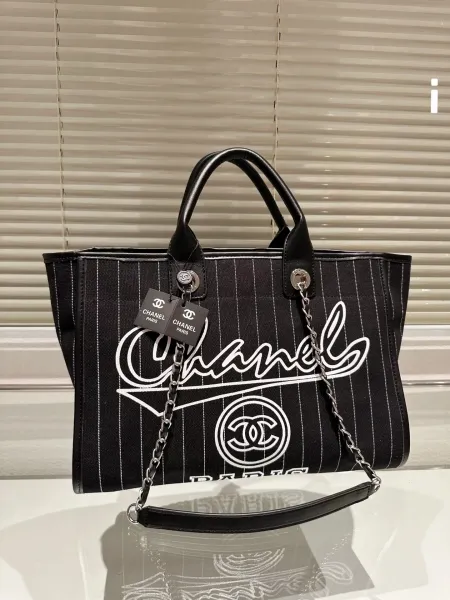 Chanel Sporty Tote Pink Pinstripe Handbag Tote Bag - 2