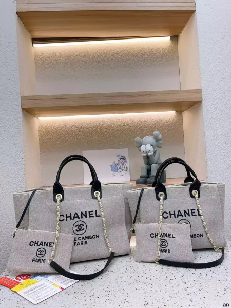 Chanel Deauville Tote Beige Tweed Handbag Tote Bag - 6