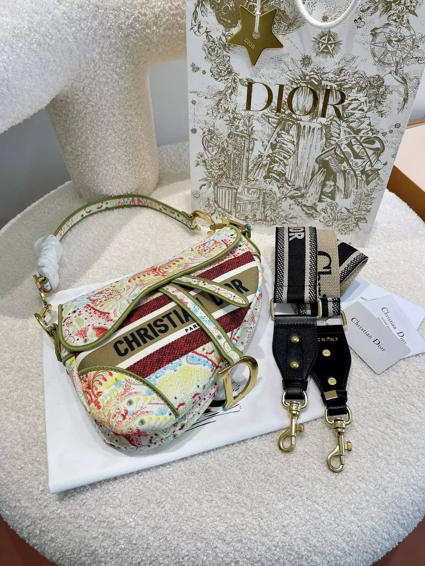Dior Saddle Bag Pink Ostrich-Embossed Leather Crossbody Bag - 9