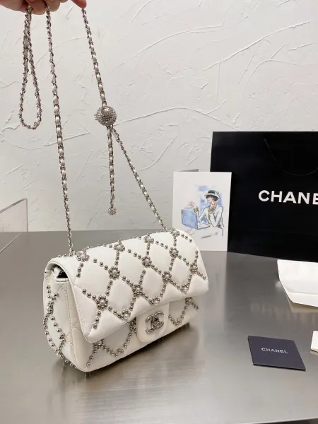 Chanel Mini Flap Bag Black Pearl-Embellished Quilted Leather Chain Bag Shoulder Bags - 2