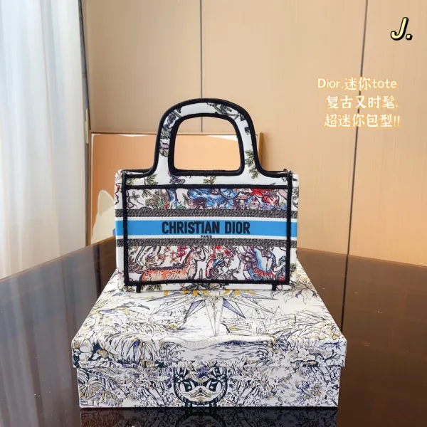 Dior Book Tote Mini Navy Constellation Print Tote Bag - 10