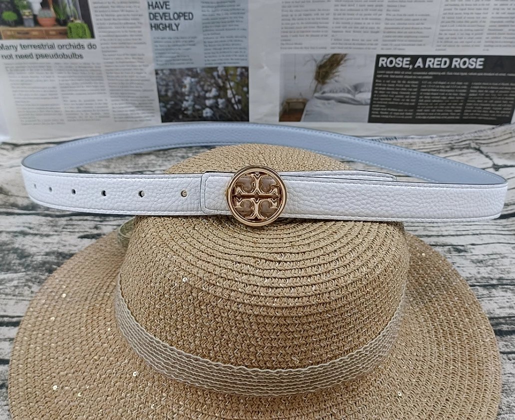 Tory Burch Miller Leather Belt Light Blue - 11
