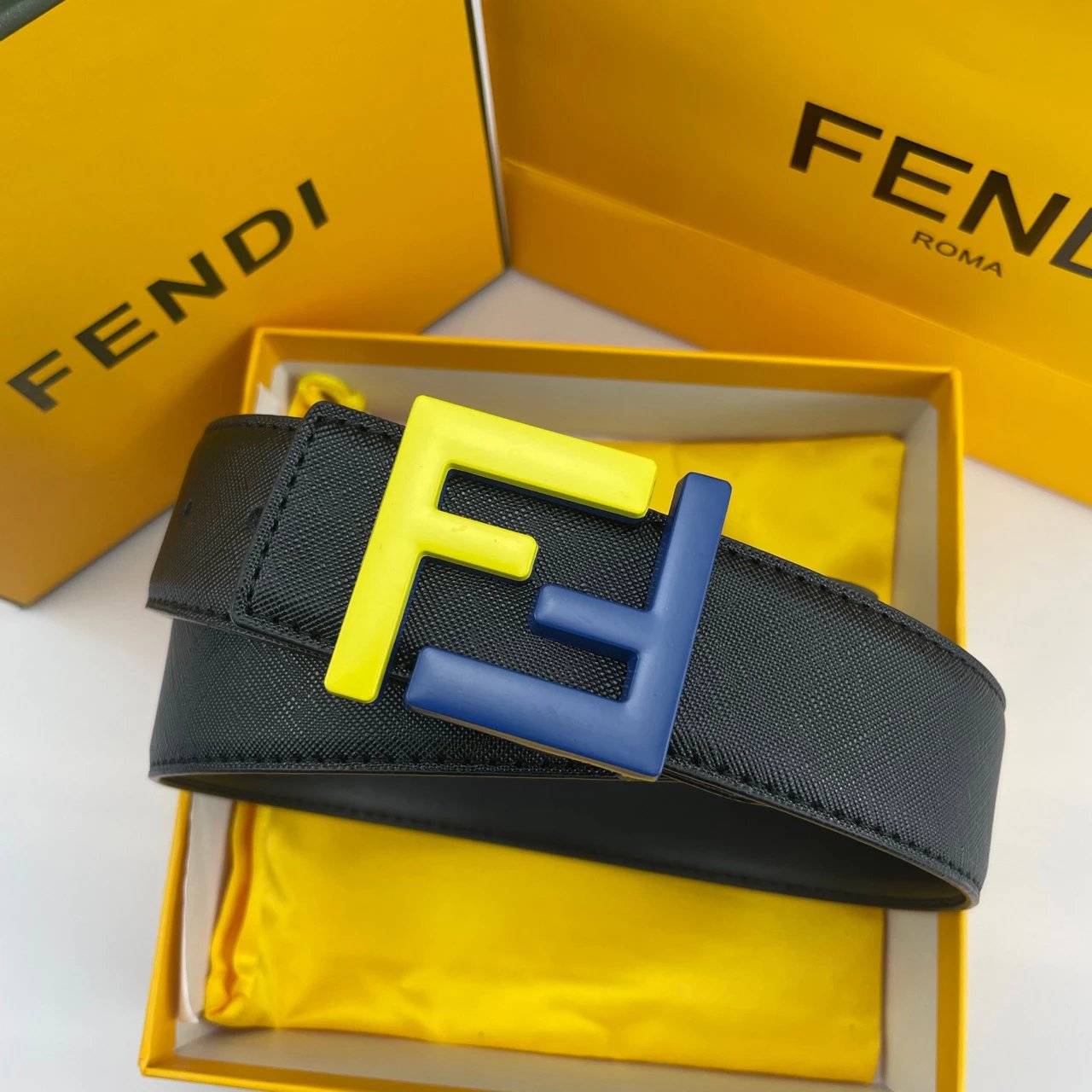 Fendi FF Logo Buckle Leather Belt Burgundy - 2