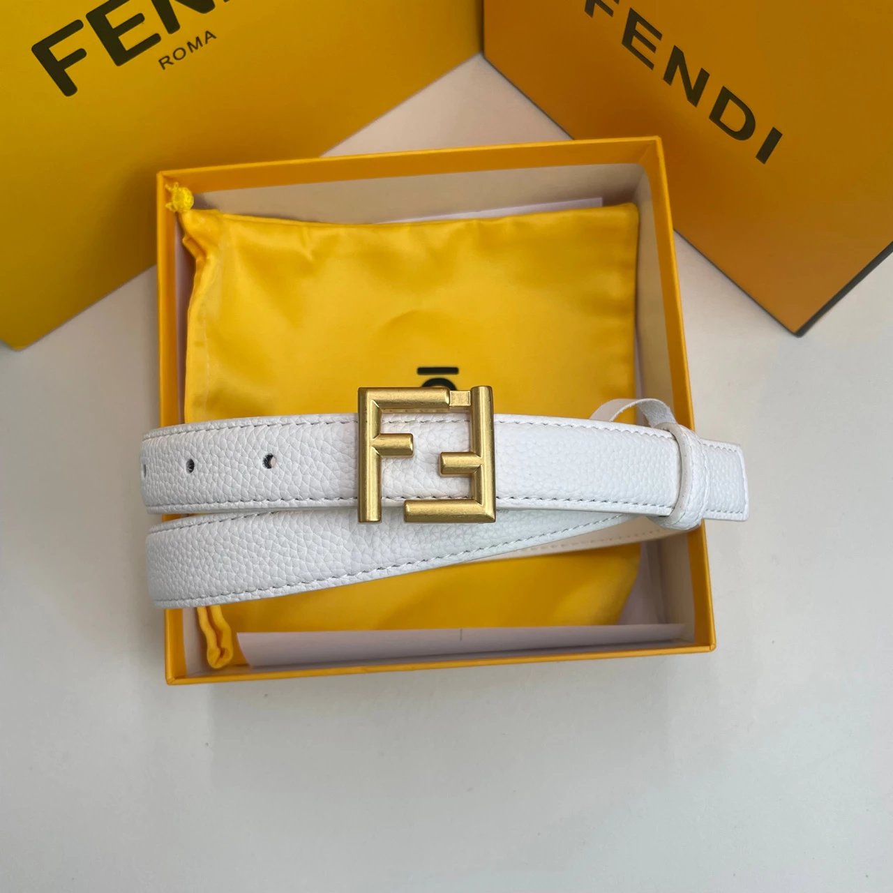 Fendi FF Logo Buckle Leather Belt Burgundy - 14