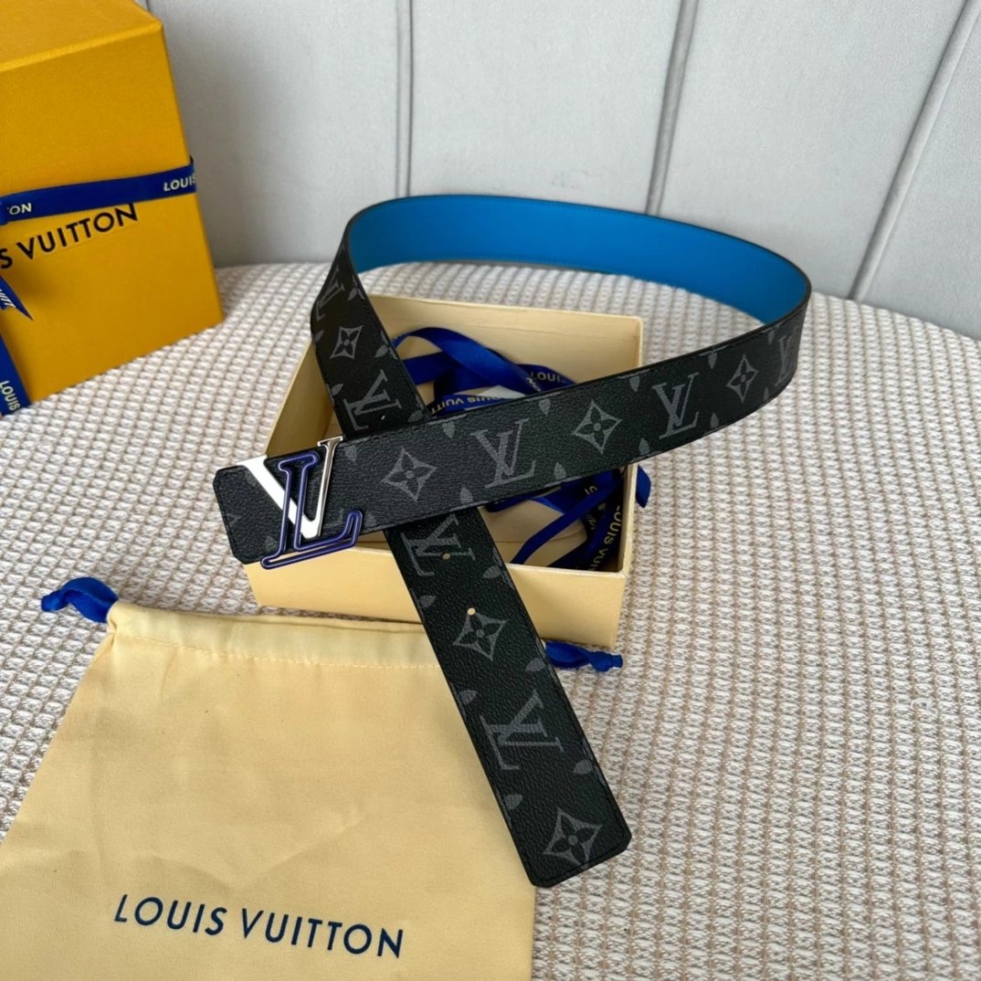 Louis Vuitton LV Initiales Reversible Belt Monogram Brown Purple Leather Belt - 4