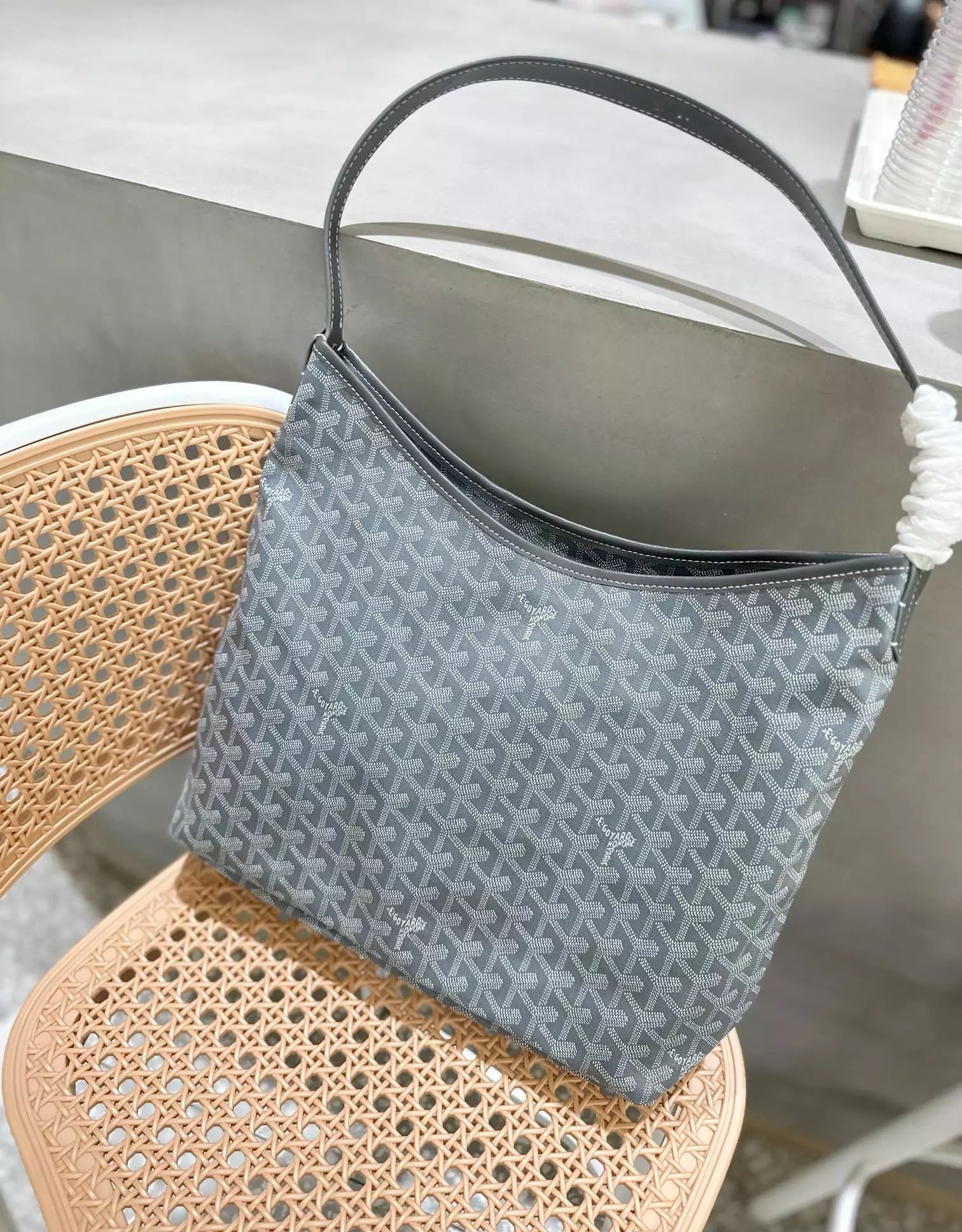 Design Hobo Bag Silver Monogram Print Shoulder Bag - 12
