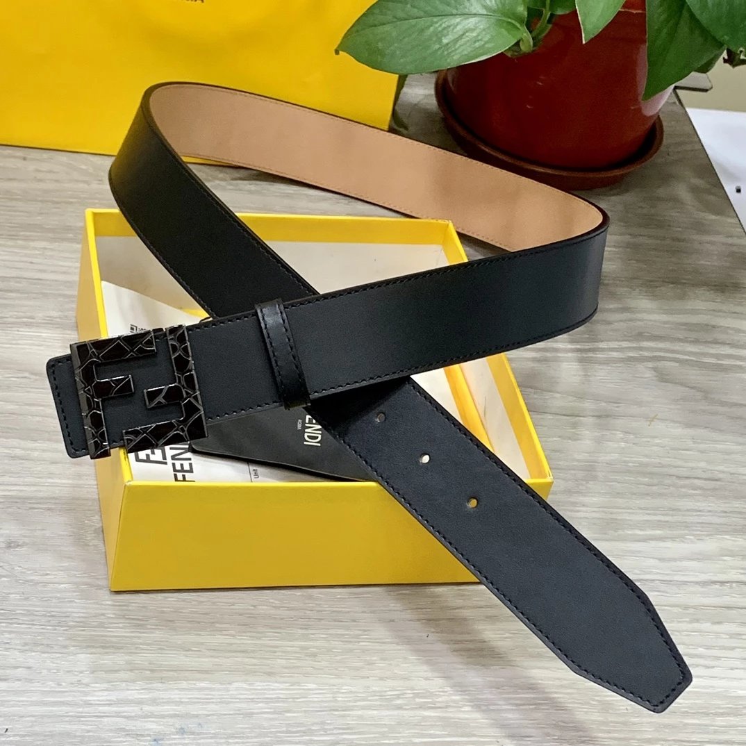 Fendi FF Logo Buckle Leather Belt Black - 10