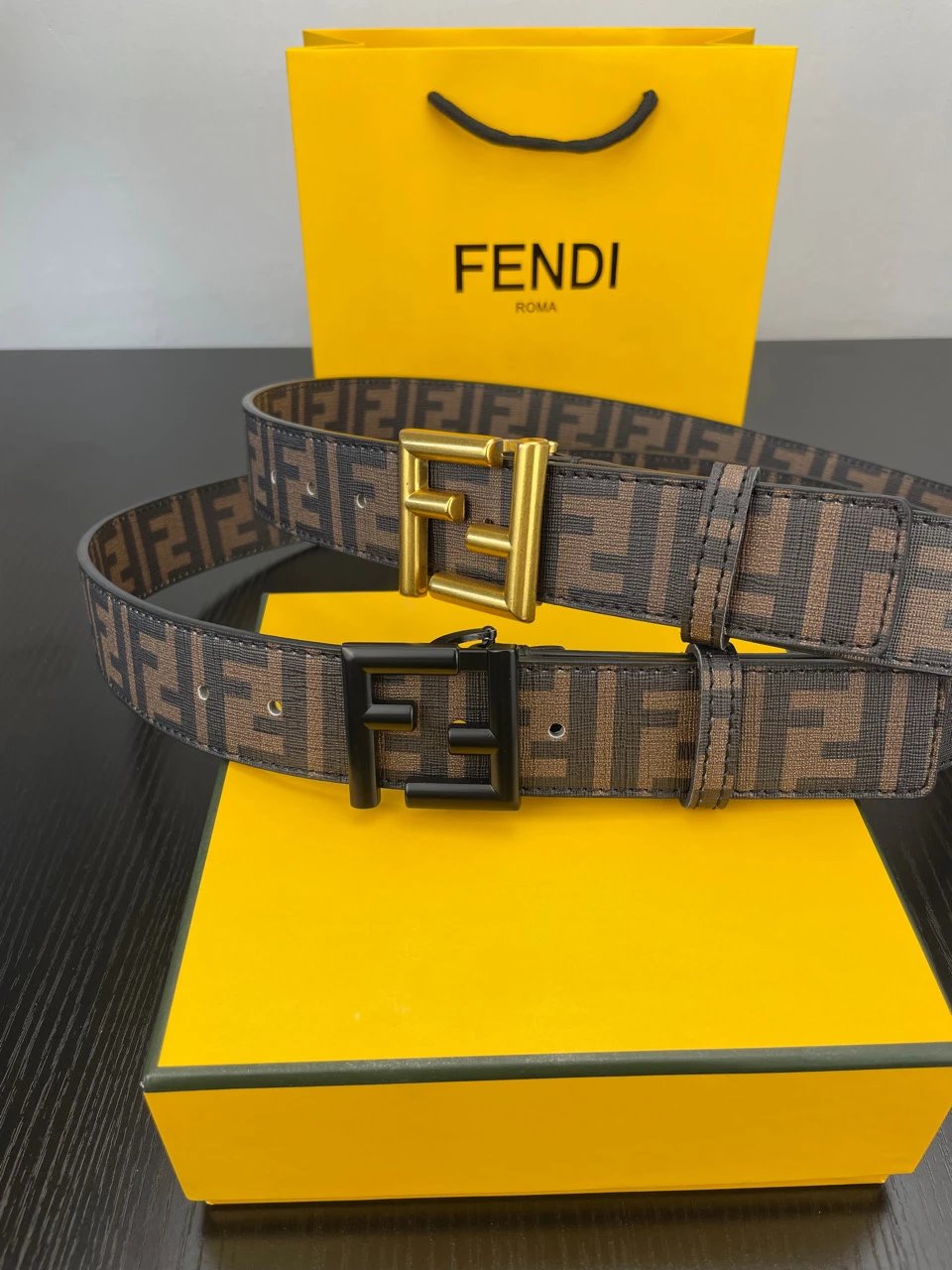 Fendi FF Logo Buckle Leather Belt Burgundy - 6
