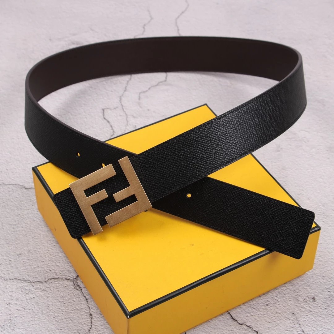Fendi FF Logo Buckle Leather Belt Black - 15