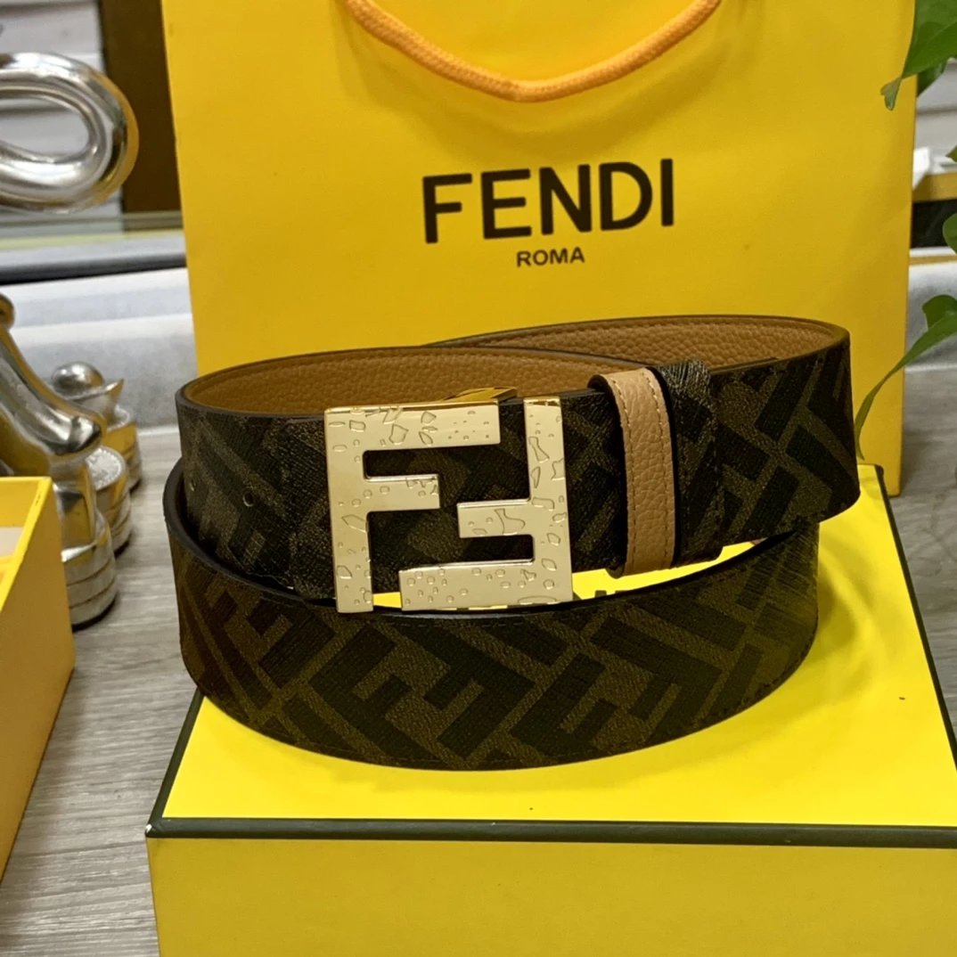 Fendi FF Logo Buckle Leather Belt Black - 2