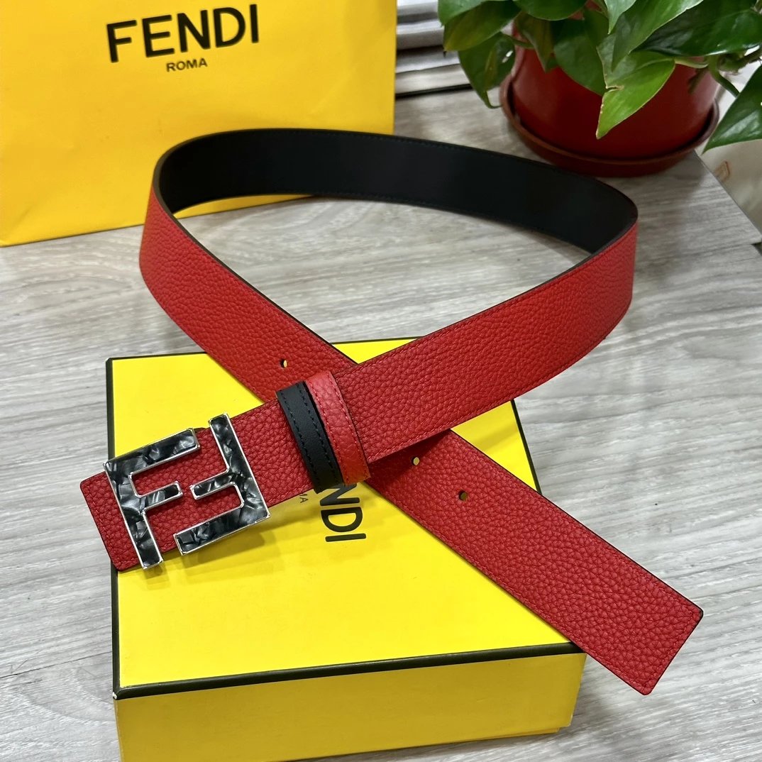 Fendi FF Logo Buckle Leather Belt Black - 13