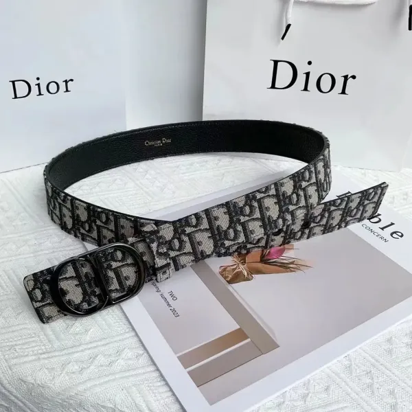 Dior Oblique Canvas Belt Black and Beige - 1