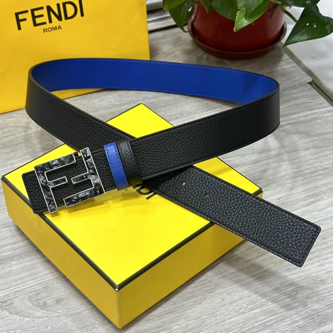 Fendi FF Logo Buckle Leather Belt Black - 11