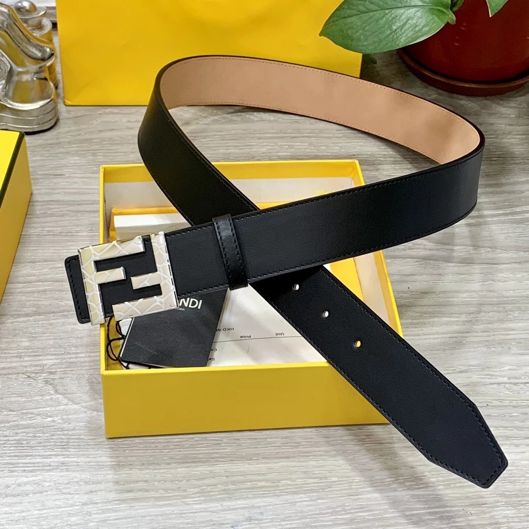 Fendi FF Logo Buckle Leather Belt Black - 8