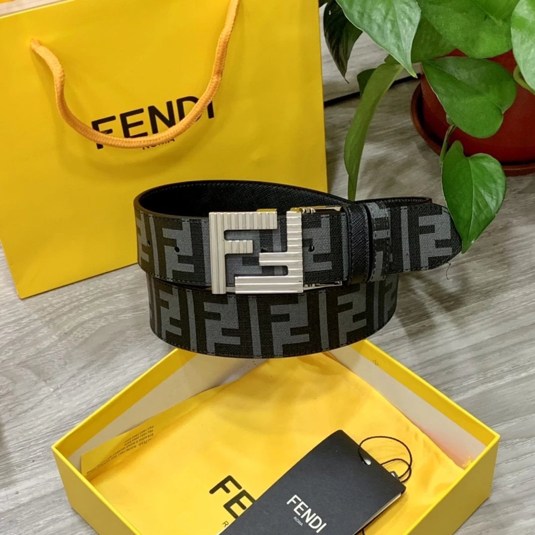 Fendi FF Logo Buckle Leather Belt Black - 3
