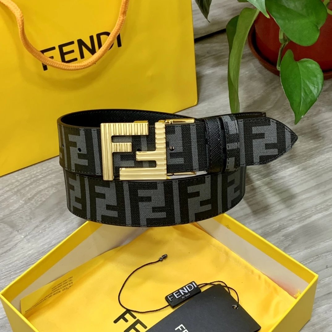Fendi FF Logo Buckle Leather Belt Black - 4