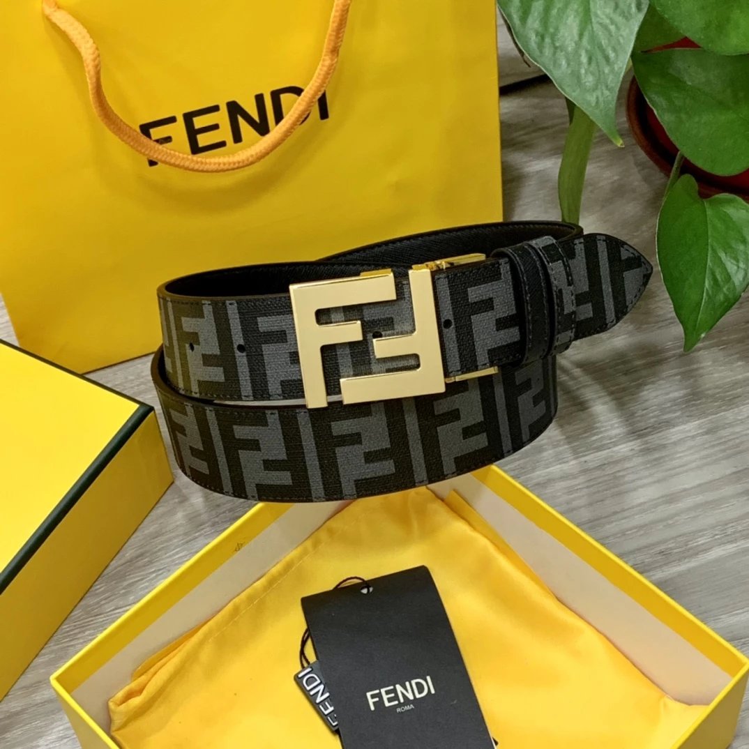 Fendi FF Logo Buckle Leather Belt Black - 6