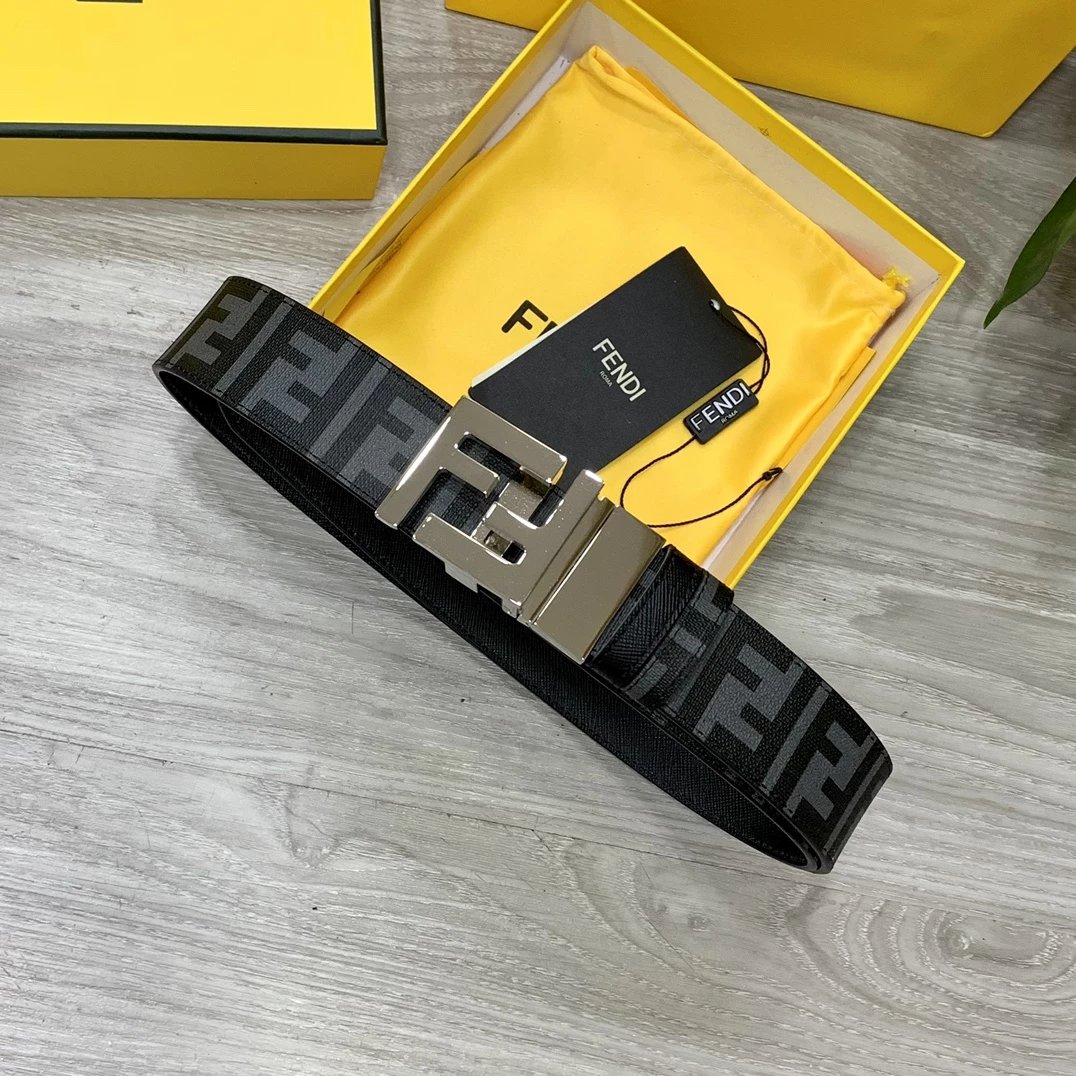 Fendi FF Logo Buckle Leather Belt Black - 5