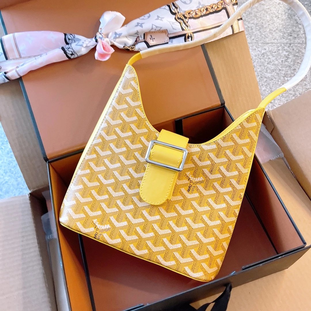 Goyard Saint-Louis PM Yellow Canvas Hobo Bag - 9