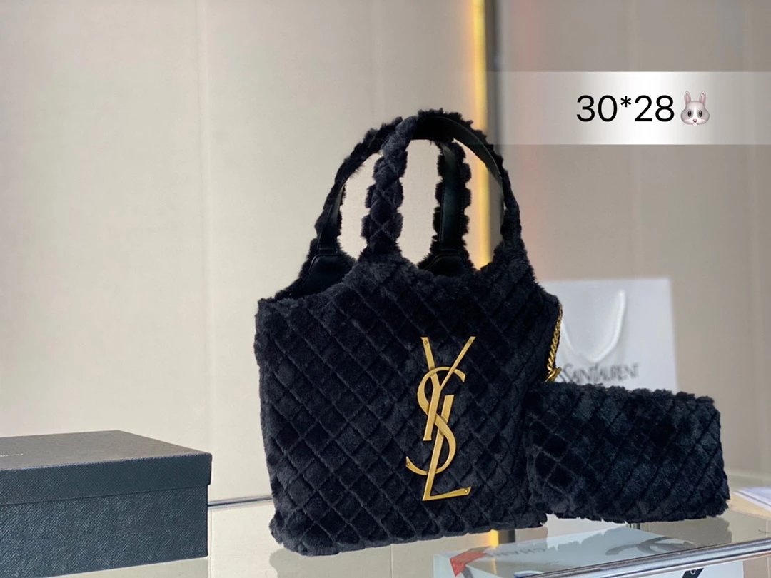 Saint Laurent Medium Quilted Leather Tote Bag Black - 3