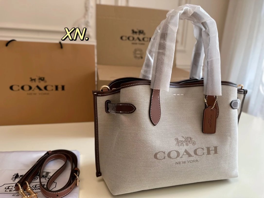 Coach Wicker Tote Bag in Beige and White Handbag - 5