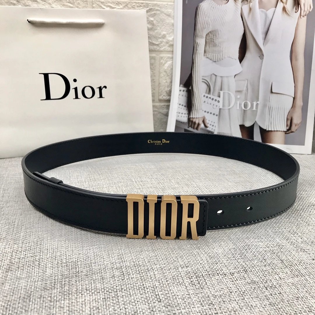 Dior CD Pearl-Embellished Belt Sage Green Leather Belt - 7