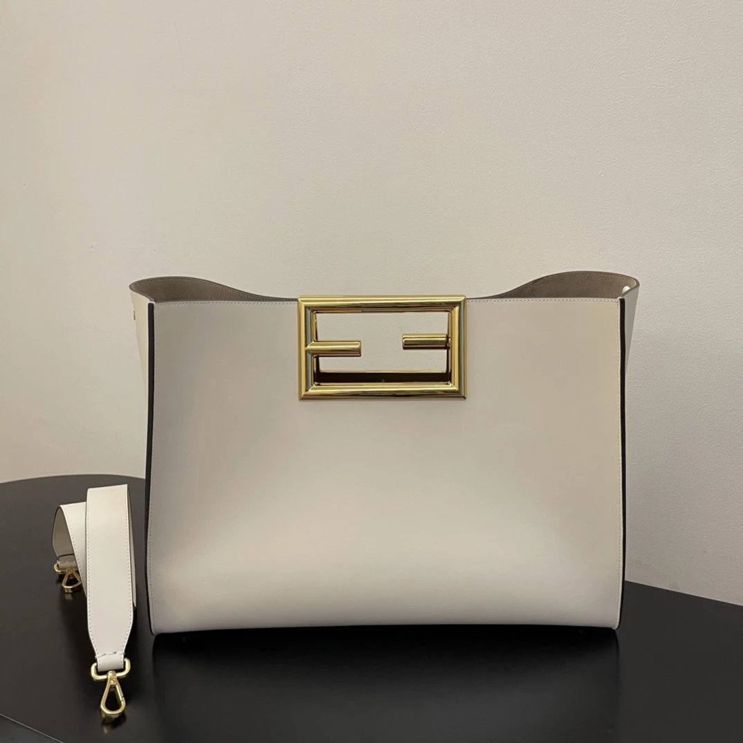Fendi Peekaboo X-Lite Tan Leather Tote Bag - 8