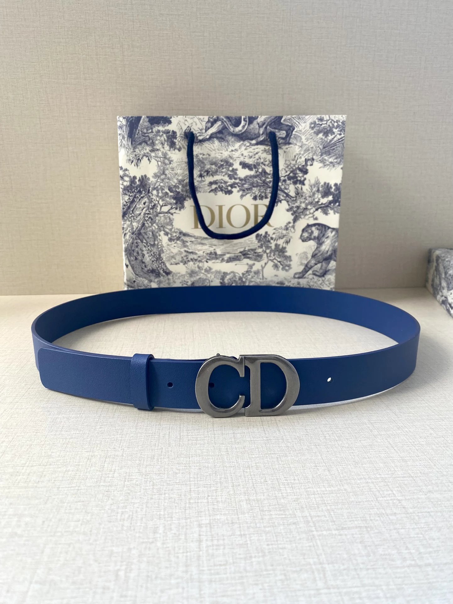 Dior CD Pearl-Embellished Belt Sage Green Leather Belt - 8