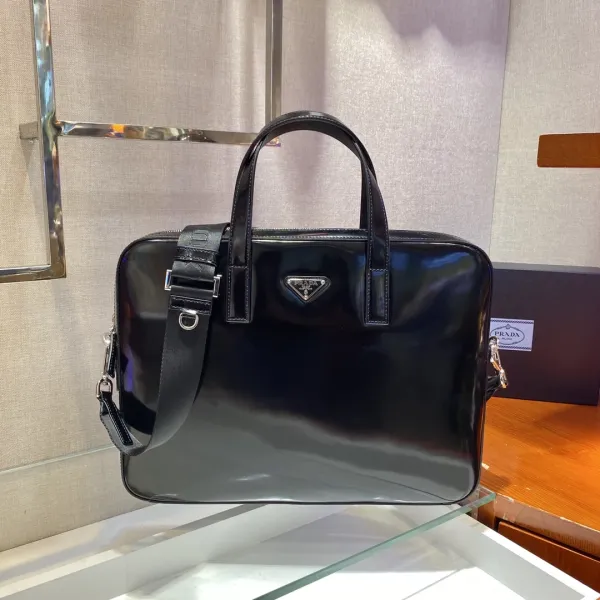 Prada Saffiano Leather Briefcase Black Handbag - 2