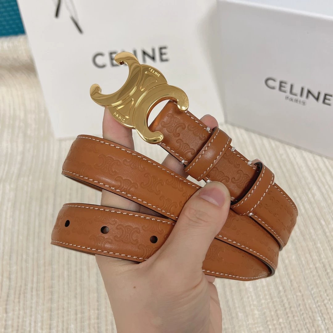Celine Triomphe Belt Tan Leather Belt - 4