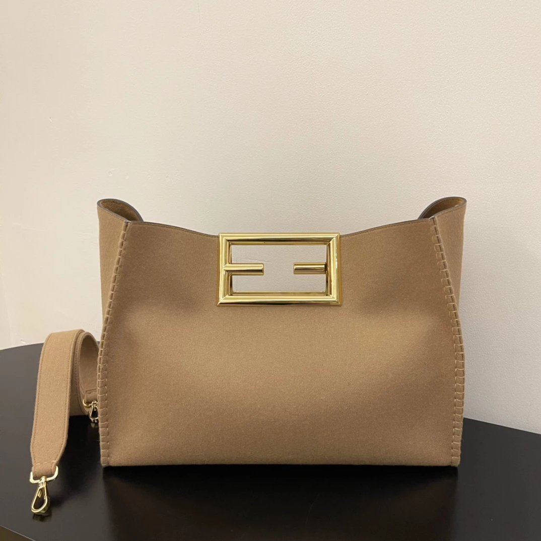 Fendi Peekaboo X-Lite Tan Leather Tote Bag - 5