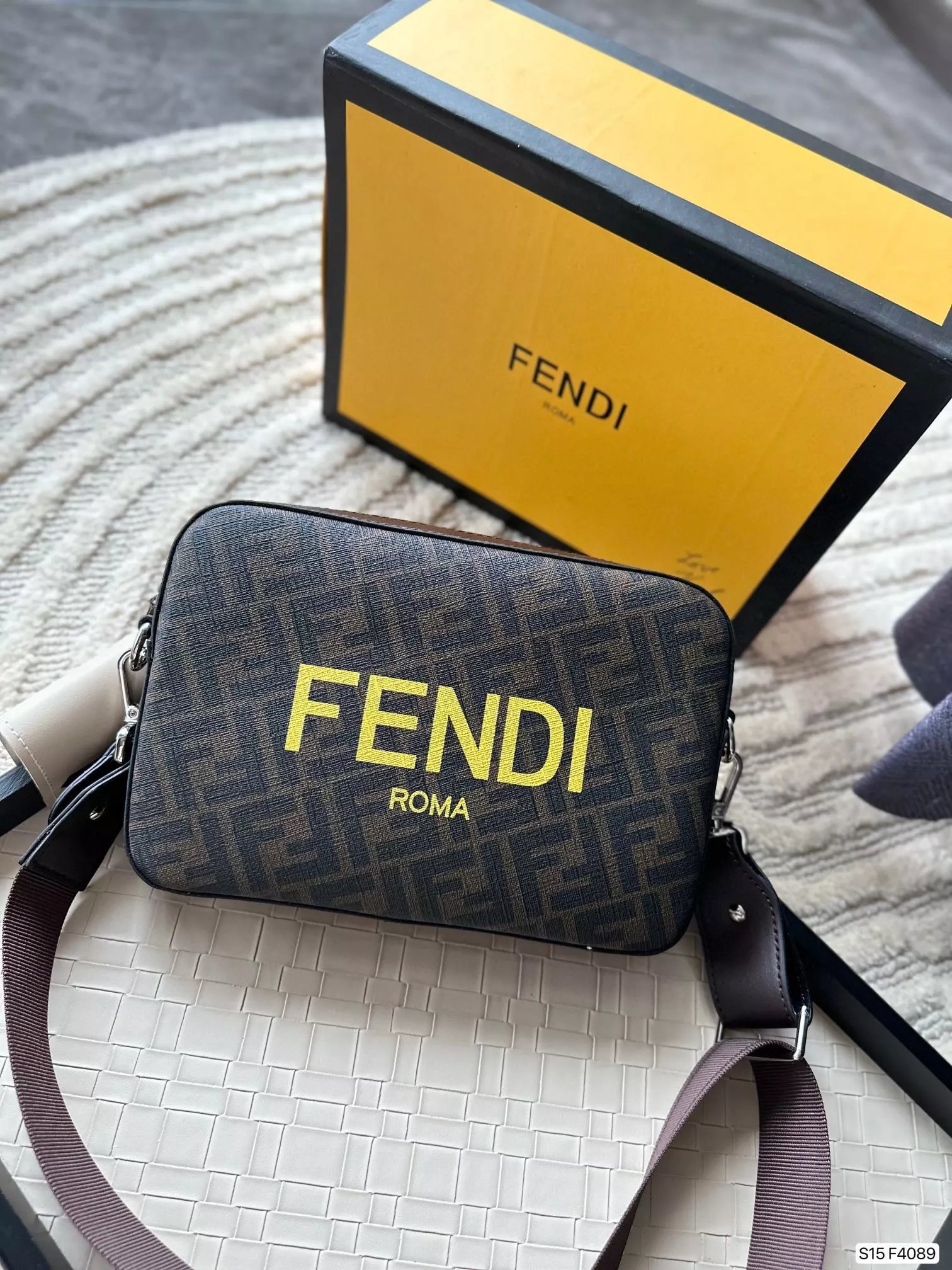 Fendi x Karl Lagerfeld Camera Bag Black and Yellow Crossbody Bag - 8