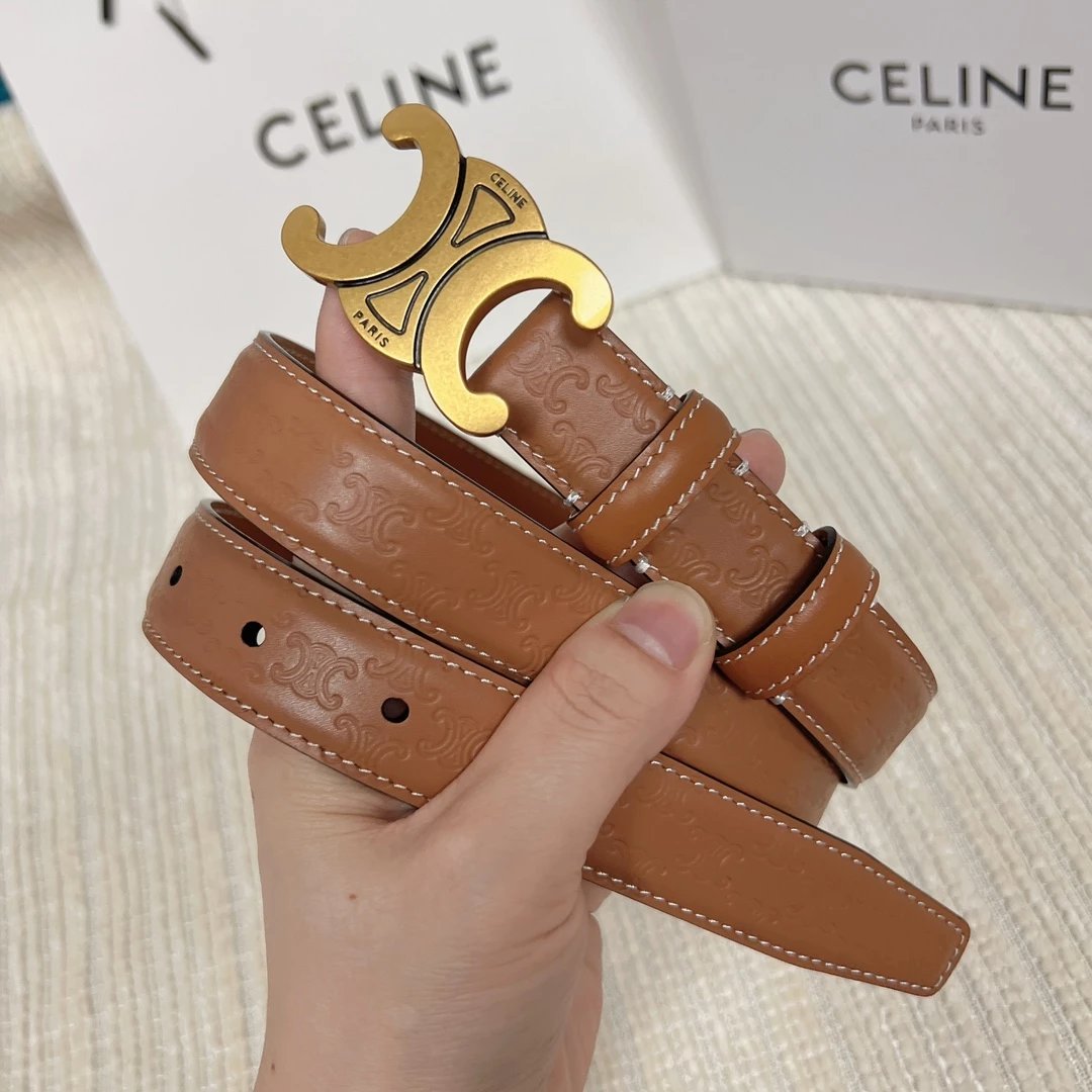 Celine Triomphe Belt Tan Leather Belt - 3
