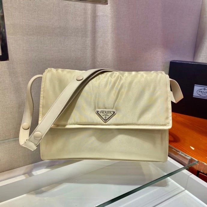 Prada Re-Nylon Messenger Bag Beige Crossbody Bag - 9