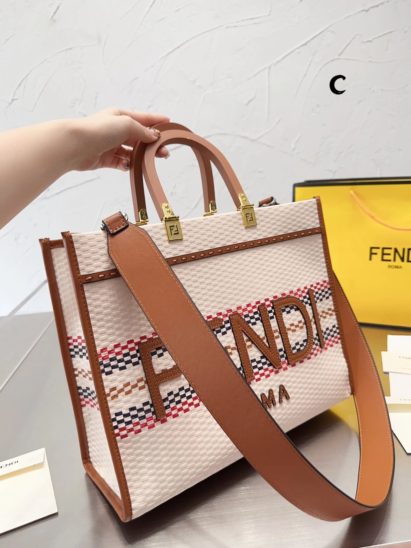 Fendi Roma Logo Tote Bag Brown - 2