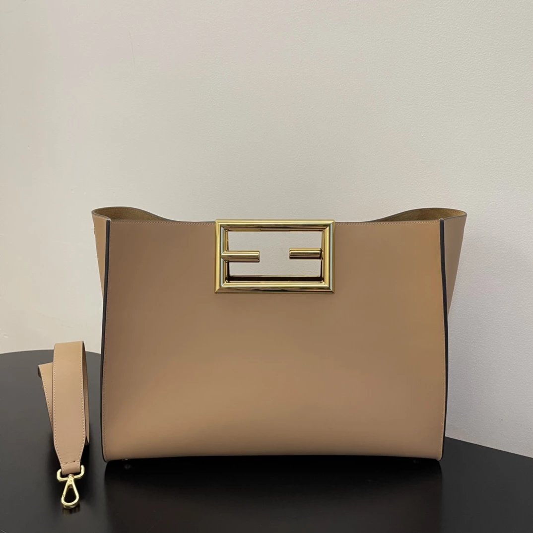 Fendi Peekaboo X-Lite Tan Leather Tote Bag - 7
