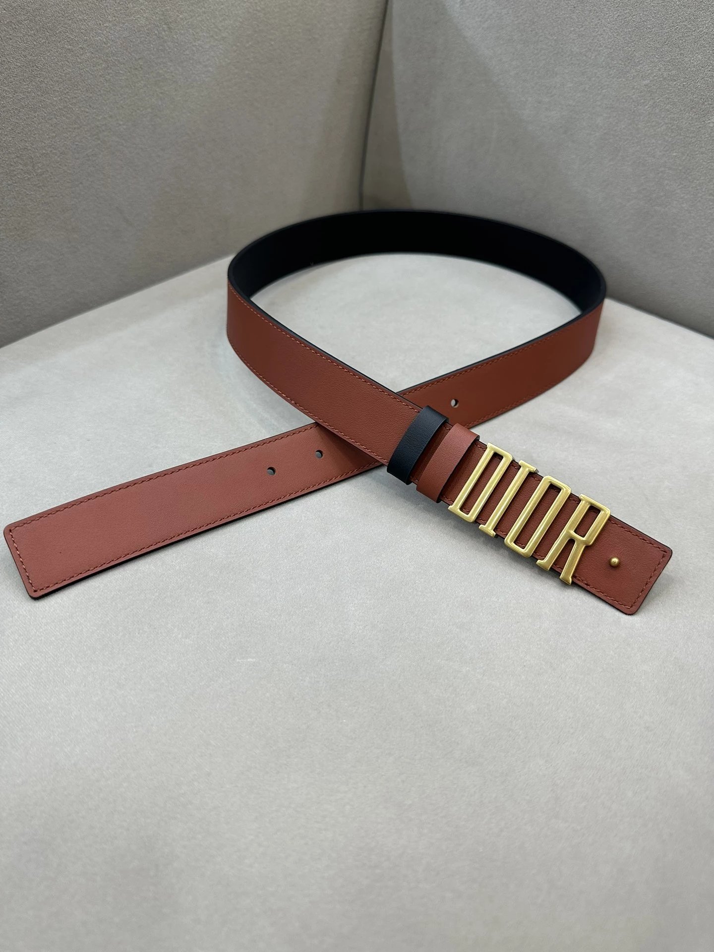 Dior CD Pearl-Embellished Belt Sage Green Leather Belt - 2